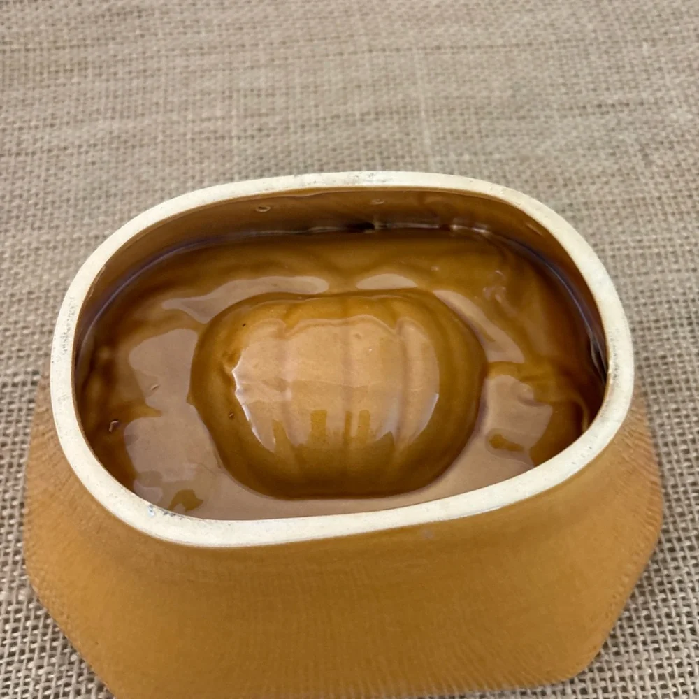 Crate & Barrel Ceramic Stoneware Pumpkin Cake Bread Baking Dish Gel Mold